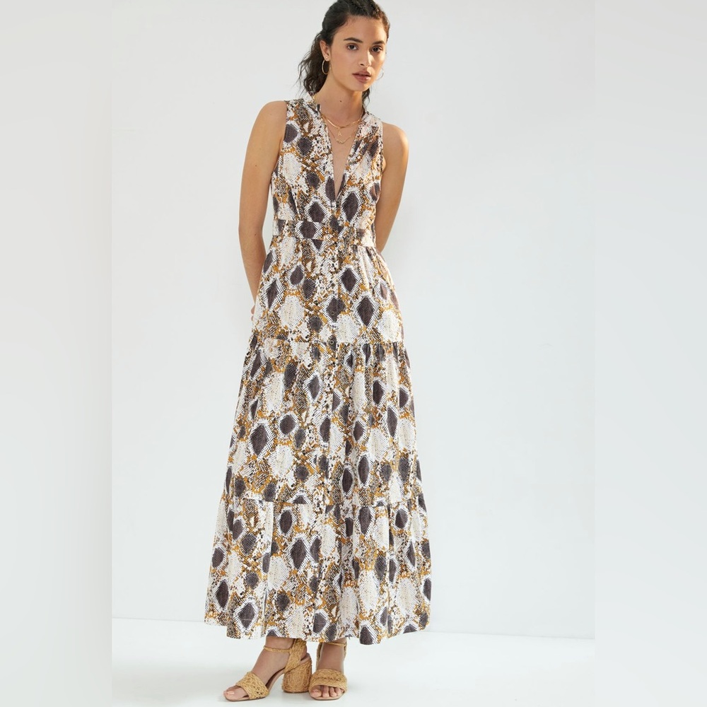 Anthropologie Maeve Snake Print Maxi Dress Size 4 NWT